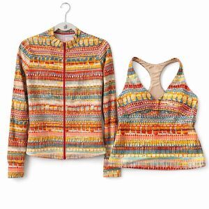 Garnet Hill 2pc Swim Set Rash Guard Jacket + Tankini Top Small 4 Multicolor